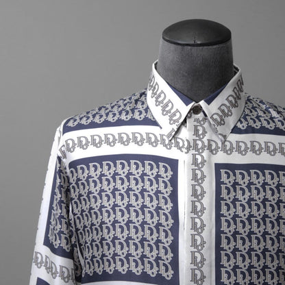 DIOR 21SS Oblique Print Silk Shirt Long Sleeve Shirt #QY4PYK