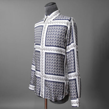 DIOR 21SS Oblique Print Silk Shirt Long Sleeve Shirt #QY4PYK