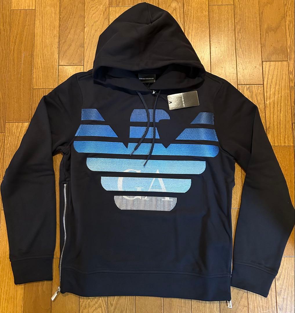 Tagged Emporio Armani hoodie in navy #QYA2RI