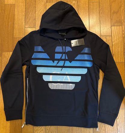 Tagged Emporio Armani hoodie in navy #QYA2RI