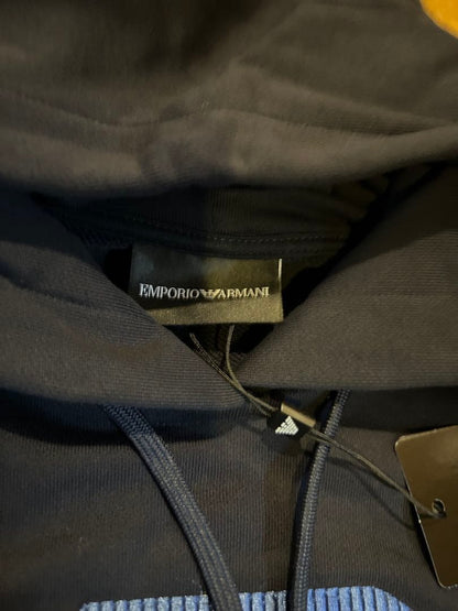 Tagged Emporio Armani hoodie in navy #QYA2RI