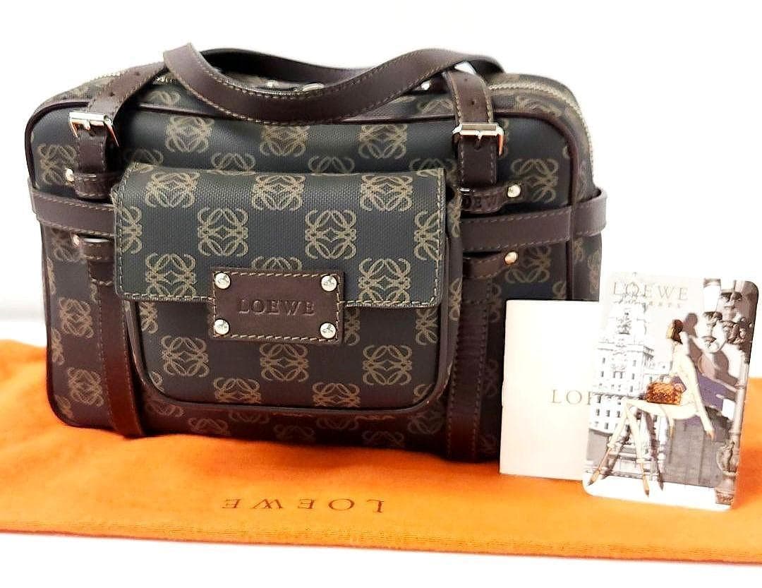 LOEWE Repeat Anagram PVC Leather Handbag with Detachable Pouch #QY6WB1