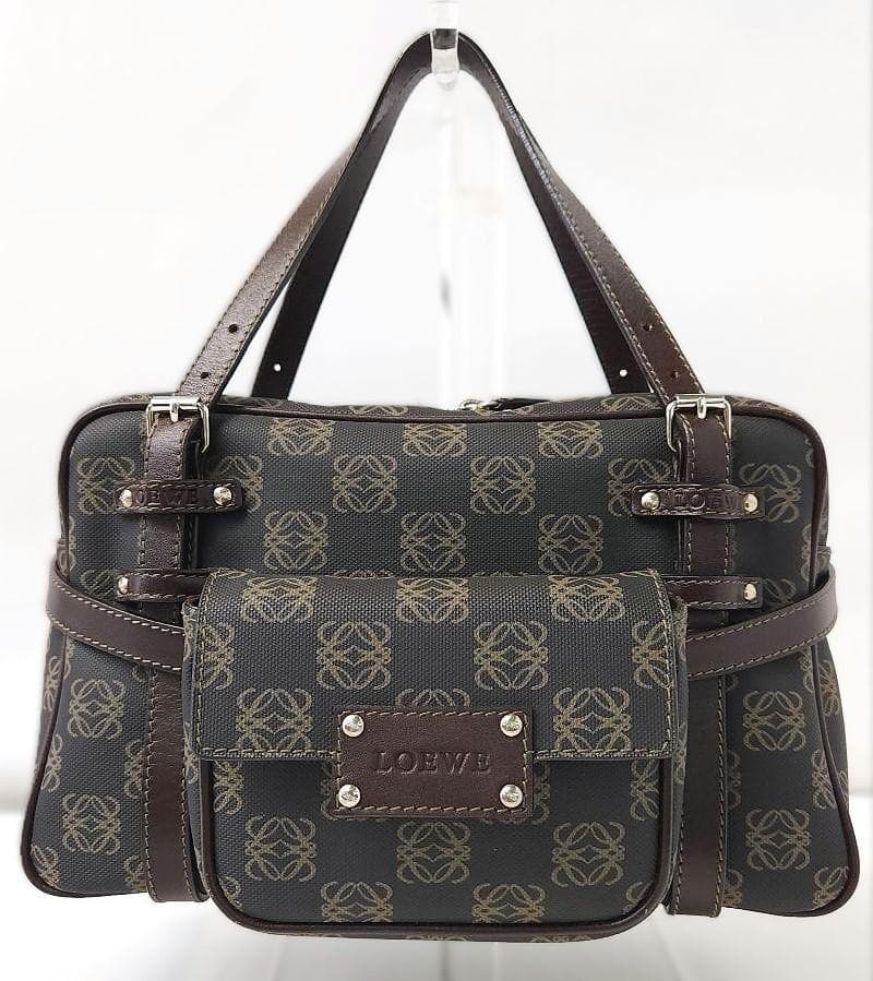 LOEWE Repeat Anagram PVC Leather Handbag with Detachable Pouch #QY6WB1