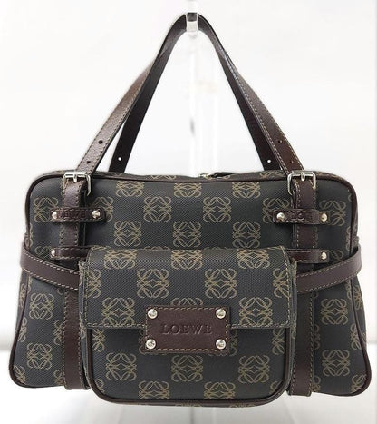 LOEWE Repeat Anagram PVC Leather Handbag with Detachable Pouch #QY6WB1