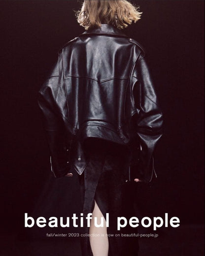 DOUBLE-END VINTAGE LEATHER RIDERS JACKET #QYKL7N