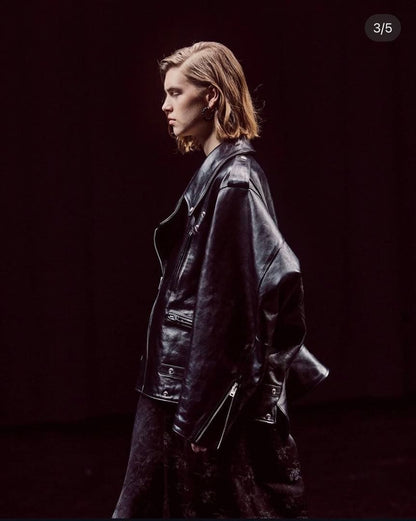 DOUBLE-END VINTAGE LEATHER RIDERS JACKET #QYKL7N