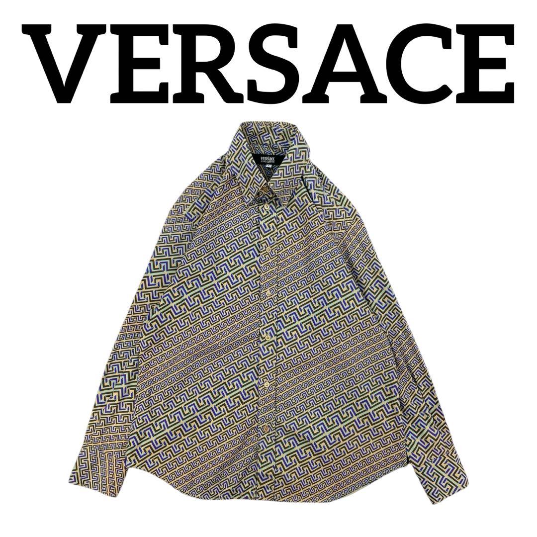 Premium Italian-made VERSACE long-sleeved shirt in a Greca and psychedel #PG3N89