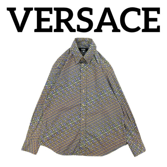 Premium Italian-made VERSACE long-sleeved shirt in a Greca and psychedel #PG3N89