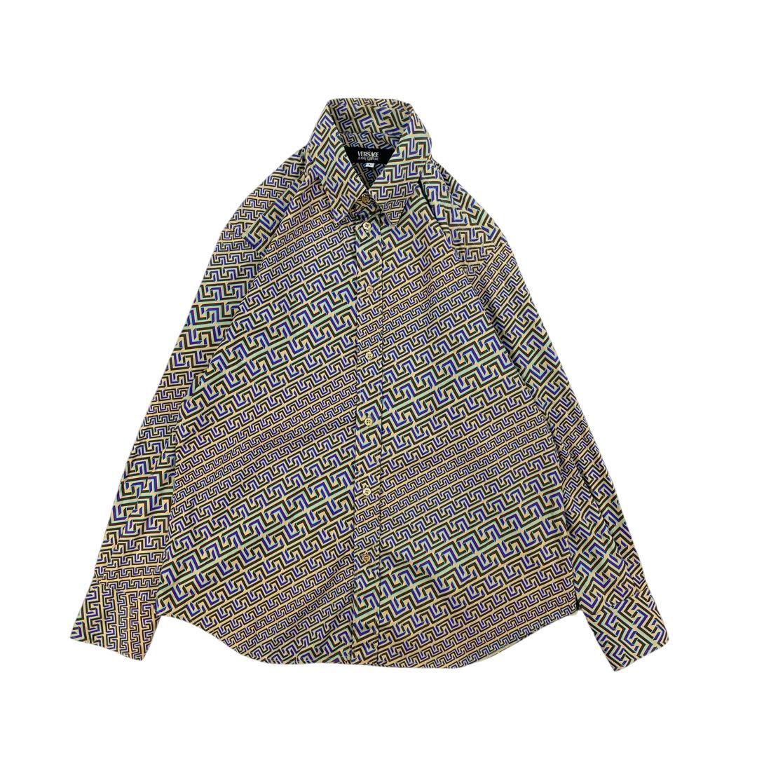 Premium Italian-made VERSACE long-sleeved shirt in a Greca and psychedel #PG3N89