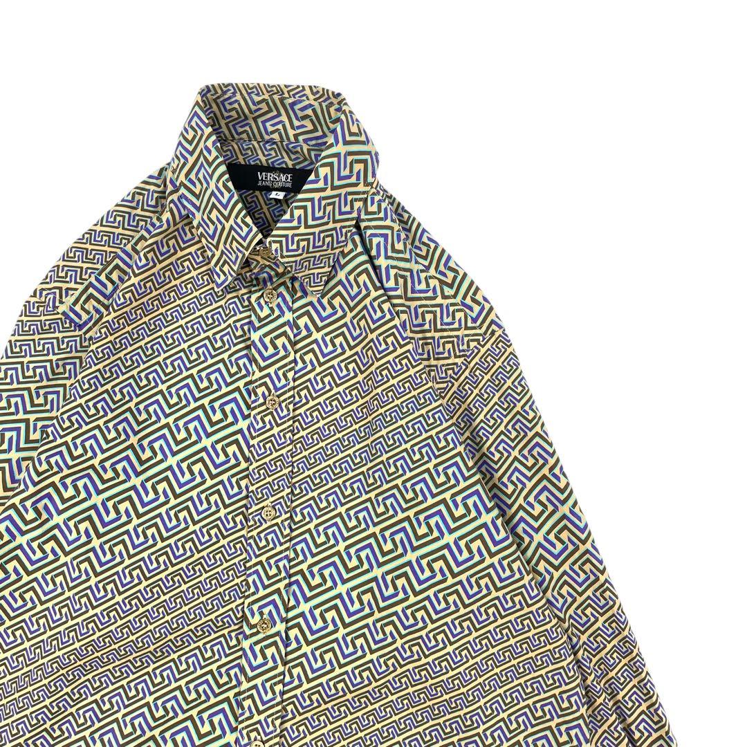 Premium Italian-made VERSACE long-sleeved shirt in a Greca and psychedel #PG3N89