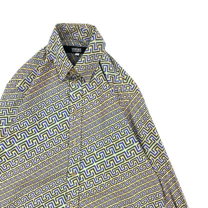 Premium Italian-made VERSACE long-sleeved shirt in a Greca and psychedel #PG3N89