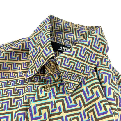 Premium Italian-made VERSACE long-sleeved shirt in a Greca and psychedel #PG3N89