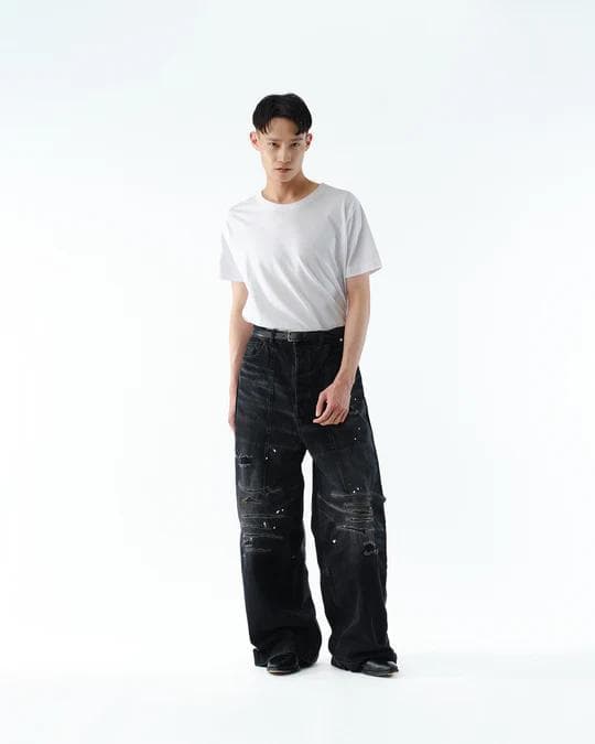 Size 3 Sublations Black Denim Baggy Pants #PCHM0L