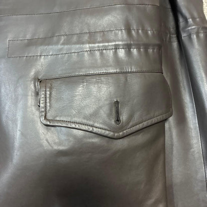 BURBERRY LONDON dark brown leather long jacket #QYIFPW