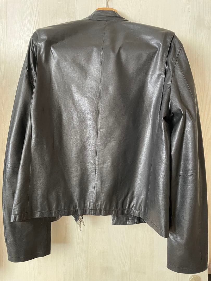 Black leather single rider jacket #QY6NLB