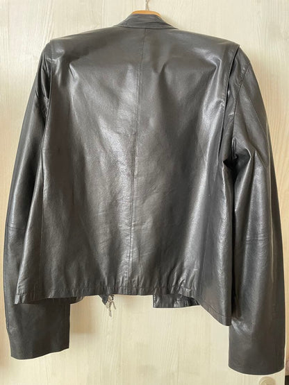 Black leather single rider jacket #QY6NLB