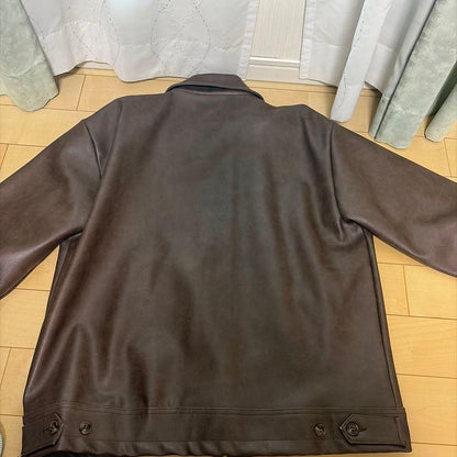 Brown Leather Jacket #QY30VS