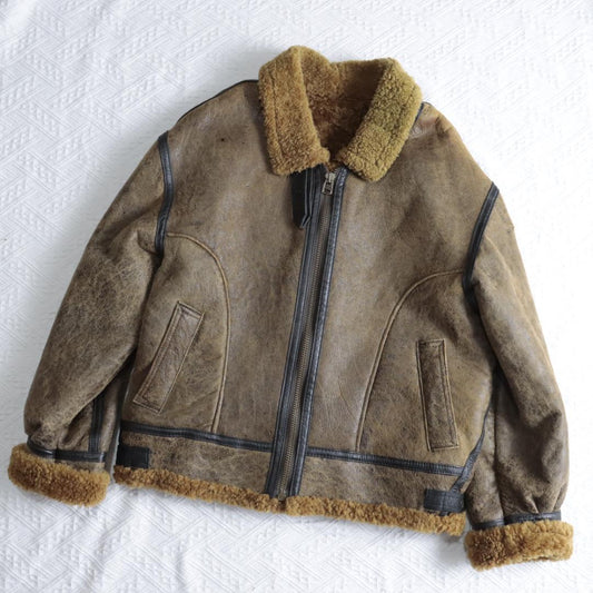 B-3 Jacket Real Leather Mouton Jacket Flight Jacket #QYCFZL