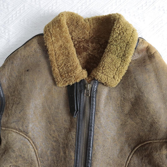 B-3 Jacket Real Leather Mouton Jacket Flight Jacket #QYCFZL