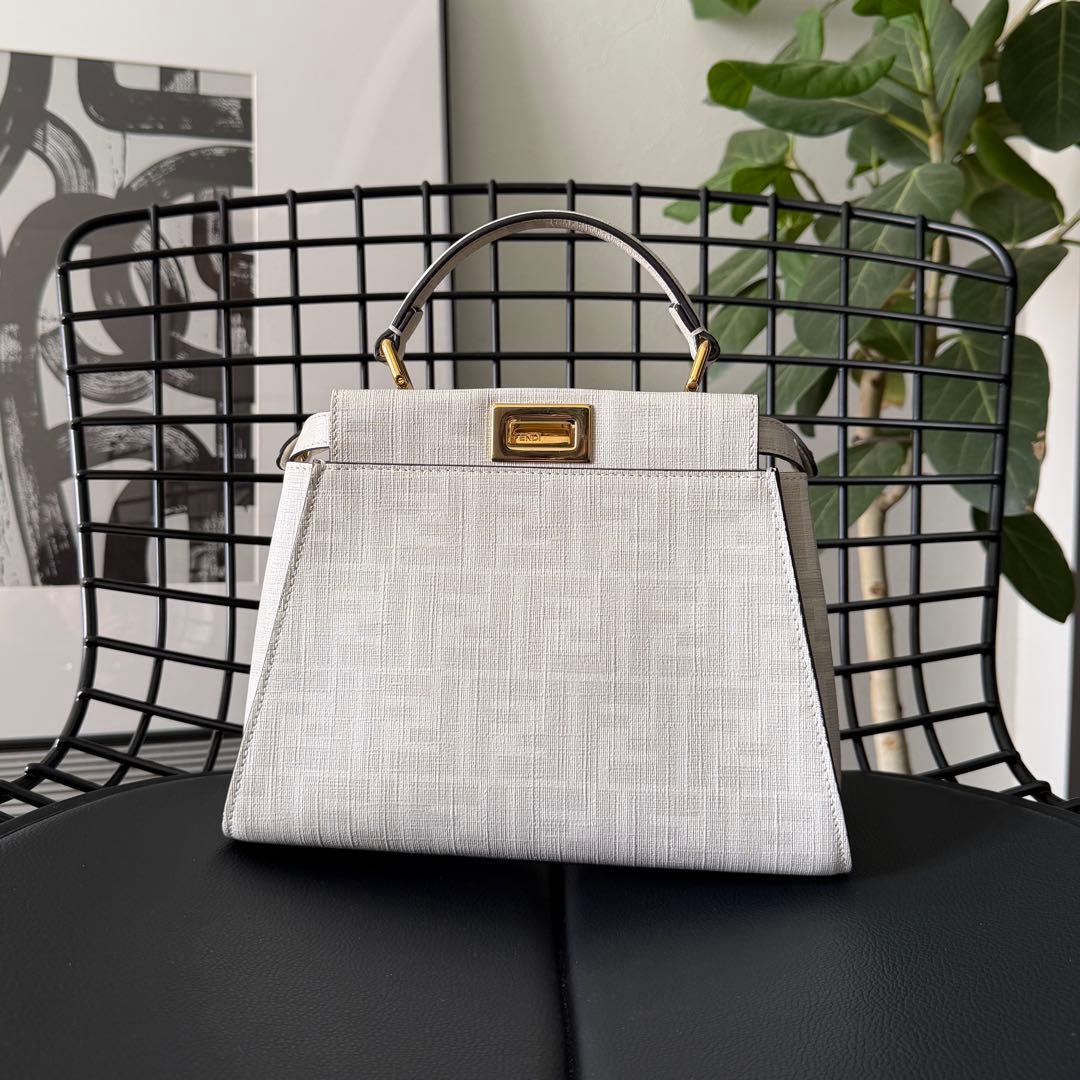 2022 FENDI Peekaboo Mini White Zucca Handbag #QY2TBP
