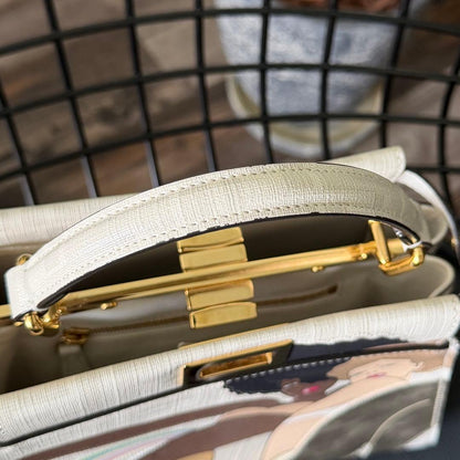 2022 FENDI Peekaboo Mini White Zucca Handbag #QY2TBP