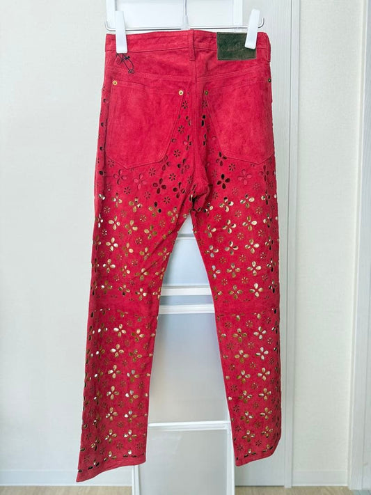 MASU FLOWER-CUT LEATHER PANTS Size 44 #QY00W1