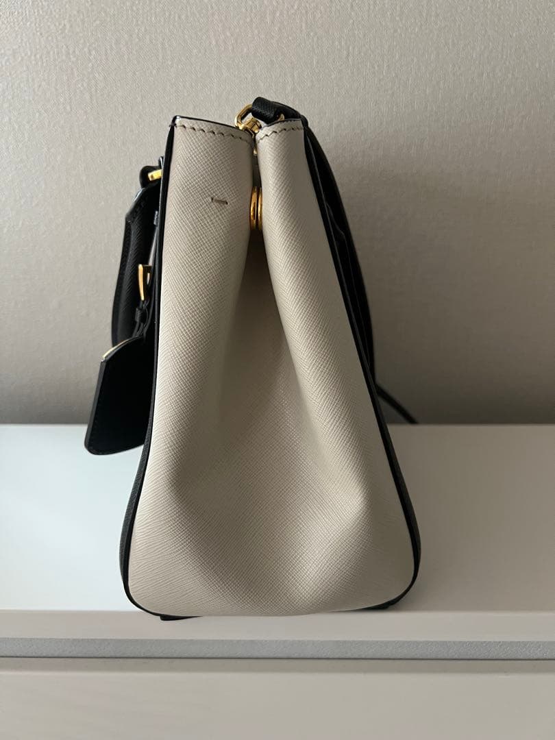 PRADA Saffiano 2-Way Bag Black Leather W24cm #QYL0WX
