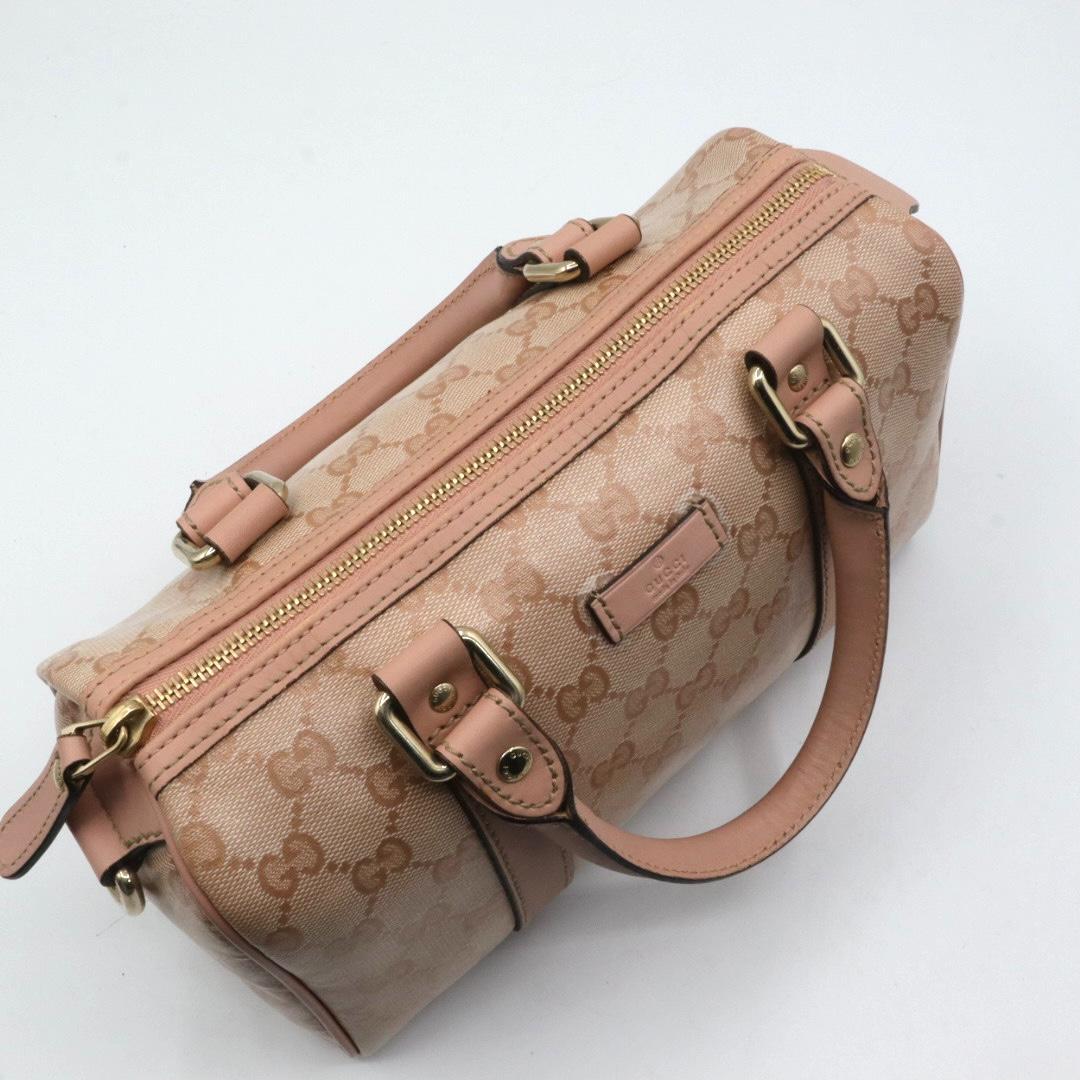 Gucci GG Canvas Leather Handbag Pink #QY4REH