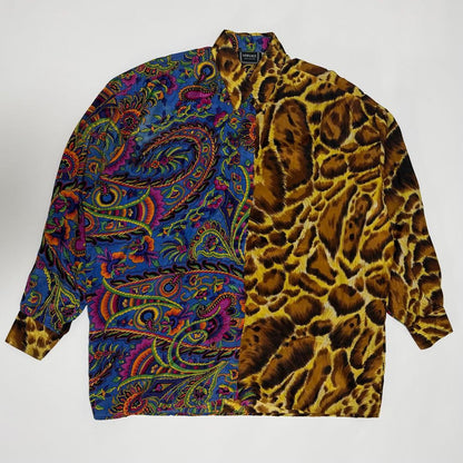 VERSACE Silk Shirt, Paisley and Leopard Print, Size M #QY72NZ