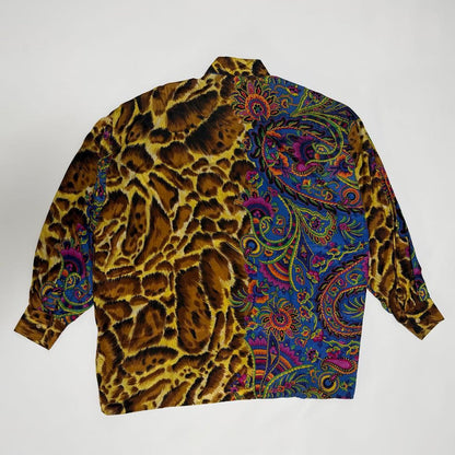 VERSACE Silk Shirt, Paisley and Leopard Print, Size M #QY72NZ