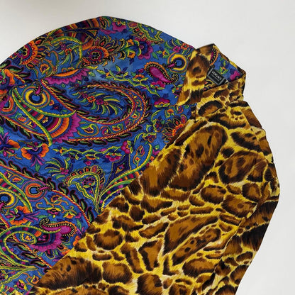 VERSACE Silk Shirt, Paisley and Leopard Print, Size M #QY72NZ