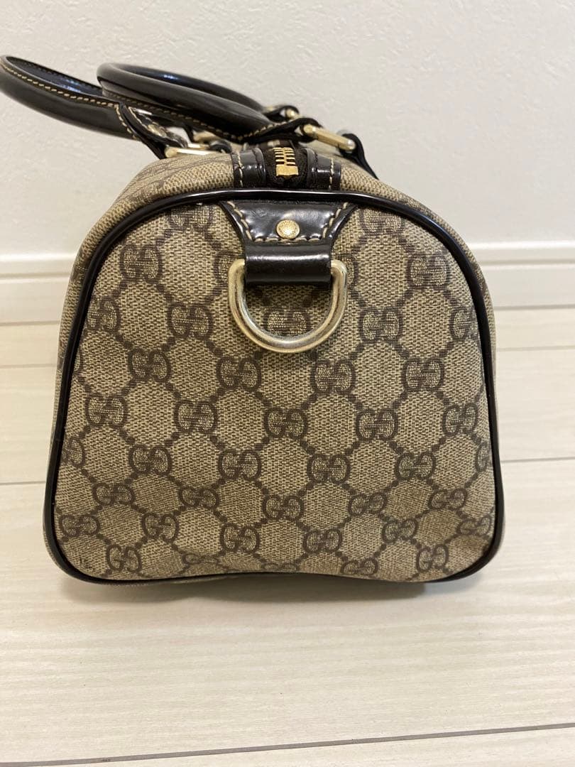 Gucci GG Pattern Canvas Leather Boston Handbag Beige Brown 203696 #QYC1ZA