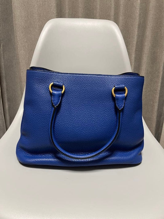 PRADA Vitello Phenix Royal Blue Leather Handbag w/ Strap #QY4INP