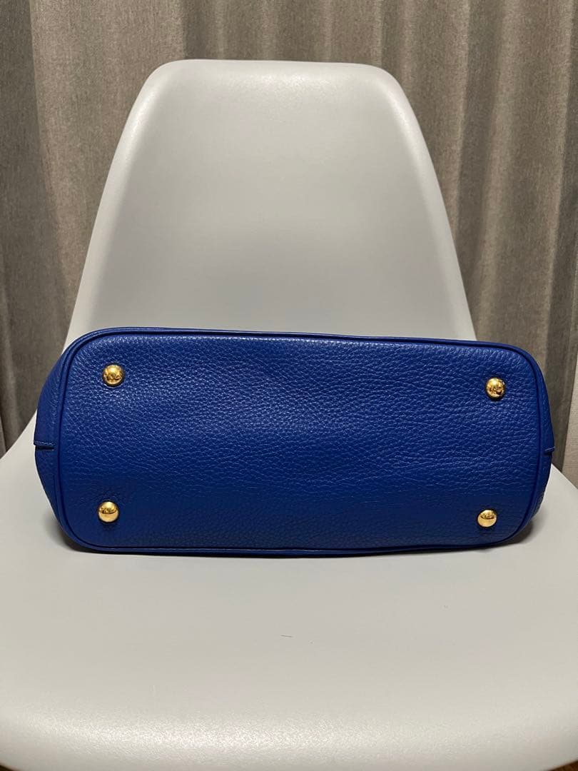 PRADA Vitello Phenix Royal Blue Leather Handbag w/ Strap #QY4INP