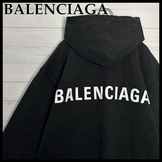 Balenciaga Back Logo Hoodie Pullover Hoodie Black #QY2LD3