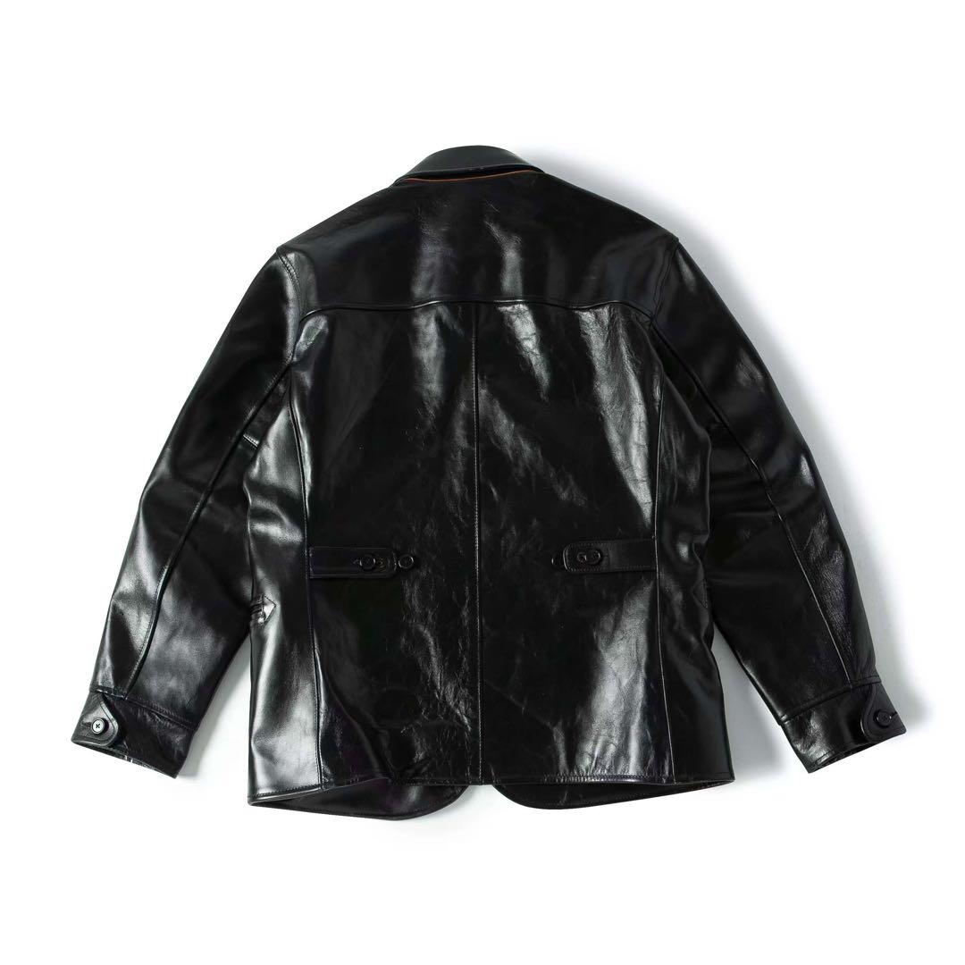 New for 25AW: Brown Horsehide Leather Car Coat, Size L #QYBKOX