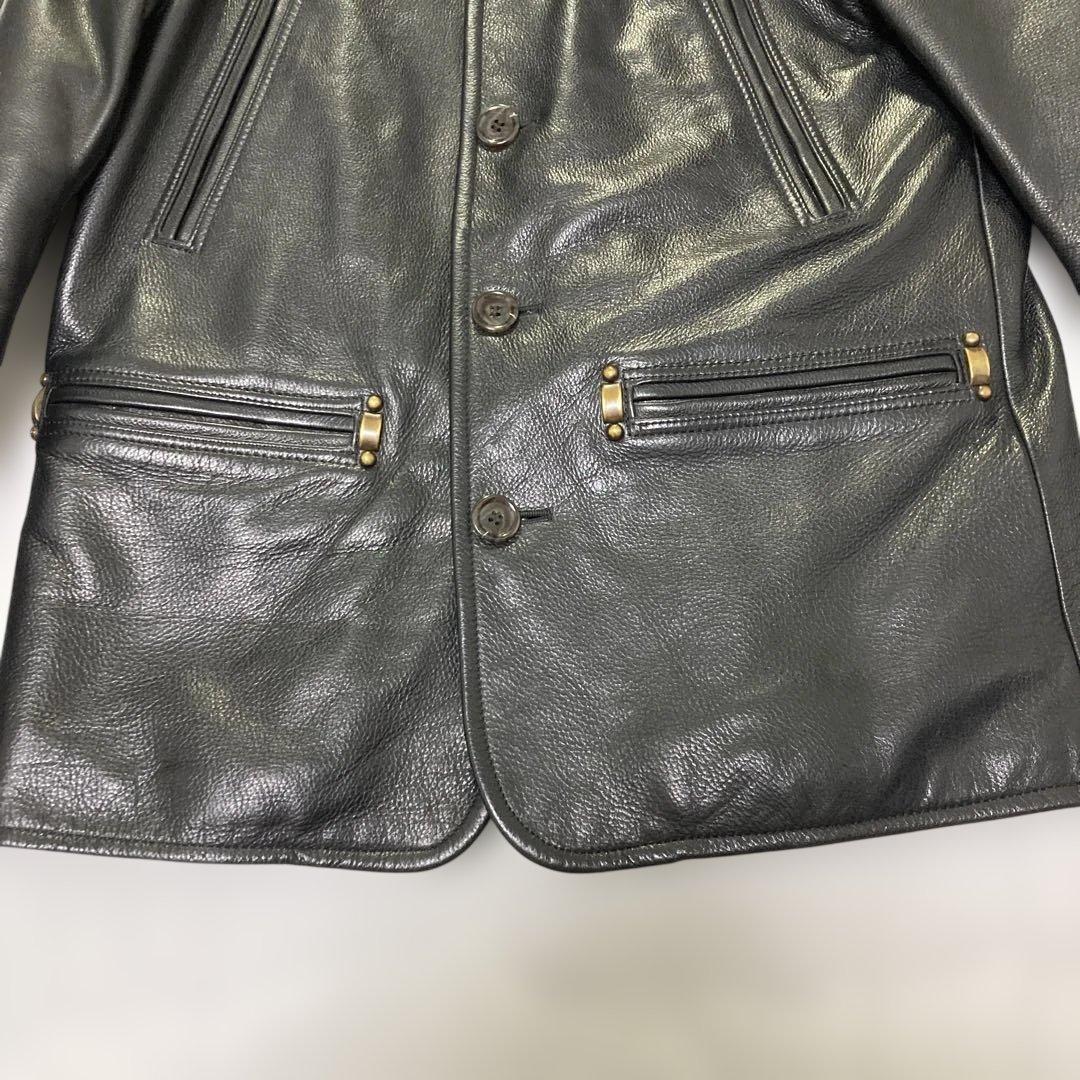 Made in Japan by Glad Hand Leather Jacket, Size L, Car Coat, Black Cowhi #QYKDE4