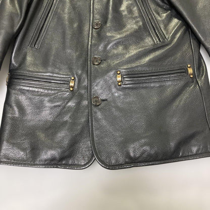 Made in Japan by Glad Hand Leather Jacket, Size L, Car Coat, Black Cowhi #QYKDE4