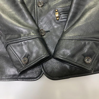 Made in Japan by Glad Hand Leather Jacket, Size L, Car Coat, Black Cowhi #QYKDE4