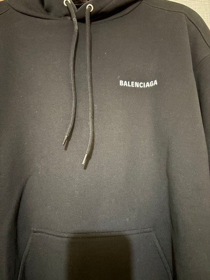 BALENCIAGA classic black hoodie, size M, dry cleaned #QYFV2C