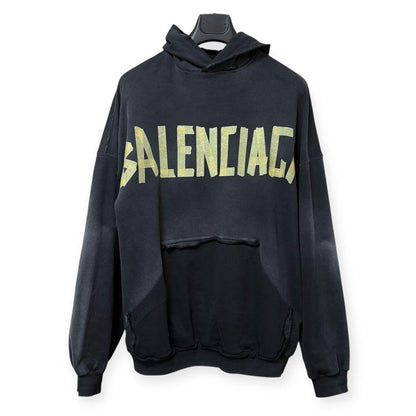 Balenciaga Tape Logo Distressed Hoodie 744190 TOVB1 #QY00A3