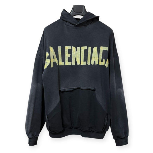 Balenciaga Tape Logo Distressed Hoodie 744190 TOVB1 #QY00A3
