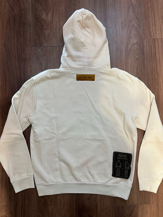 LOUIS VUITTON Inside-Out Pullover Hoodie, Size S, White #QYAQJR