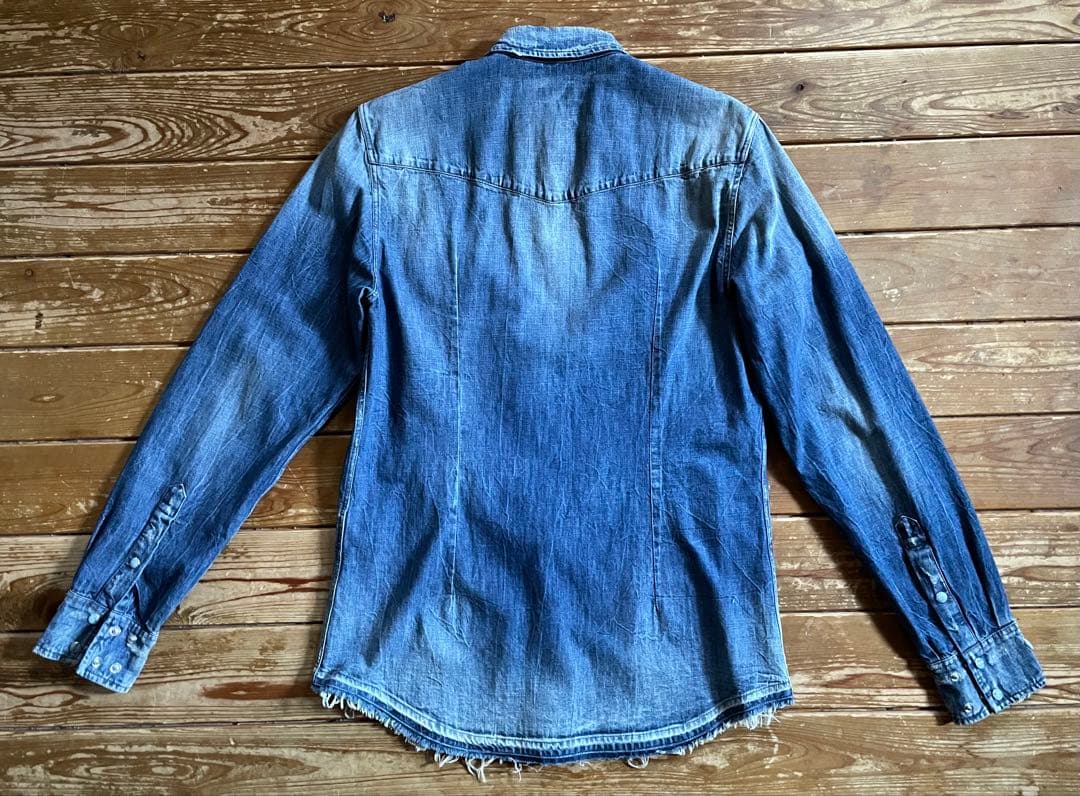 Dolce & Gabbana embroidered denim shirt with distressed finish #QYEKW0