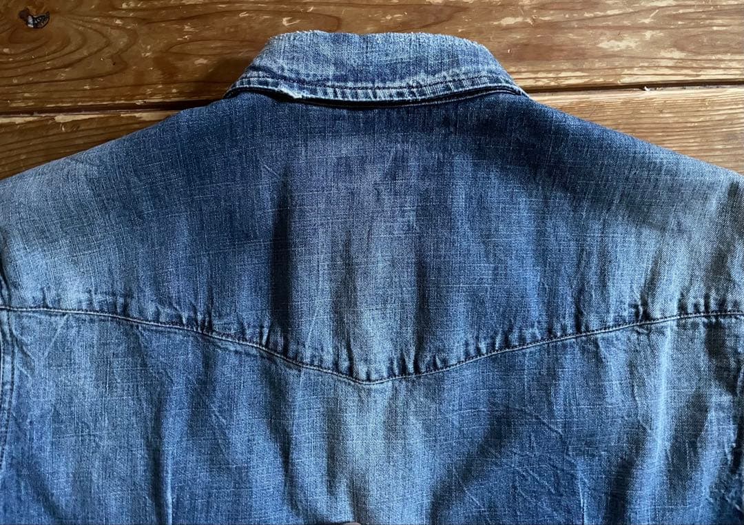 Dolce & Gabbana embroidered denim shirt with distressed finish #QYEKW0