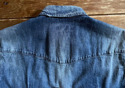 Dolce & Gabbana embroidered denim shirt with distressed finish #QYEKW0