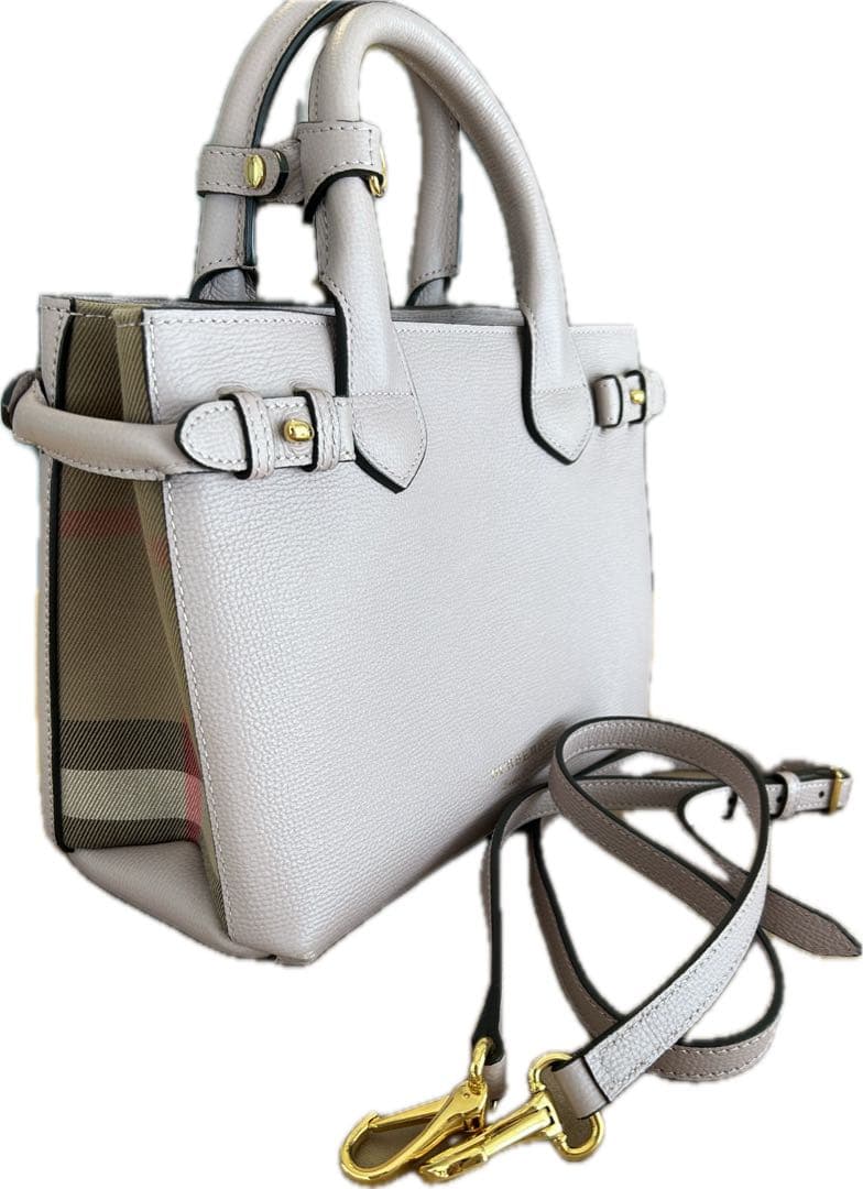 BURBERRY Banner Bag Dusty Pink Removable Strap Handbag #QY9FYK