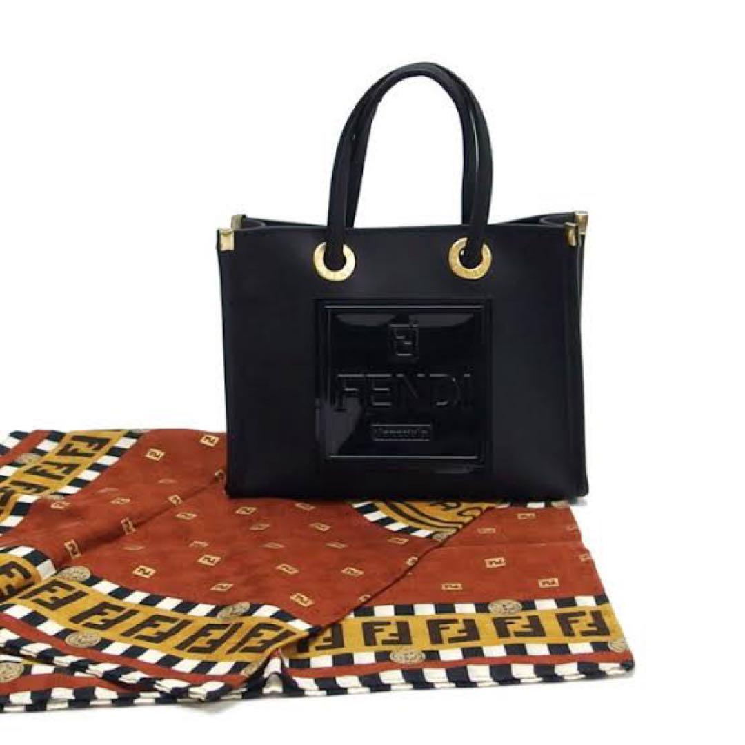 FENDI Mini Handbag FF Logo Rubber Black #QYGYK1