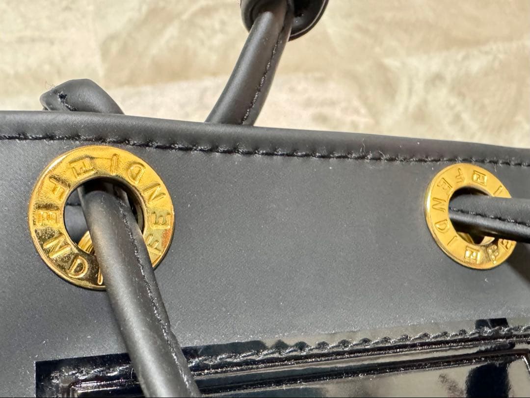 FENDI Mini Handbag FF Logo Rubber Black #QYGYK1