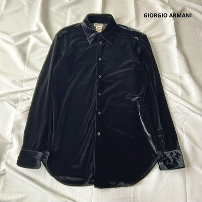 GIORGIO ARMANI Velvet Long Sleeve Shirt M #QY3FLQ